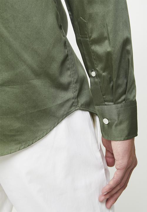 POLO - GREIG  ESSENTIAL SATEEN LS SHIRT - FATIGUE