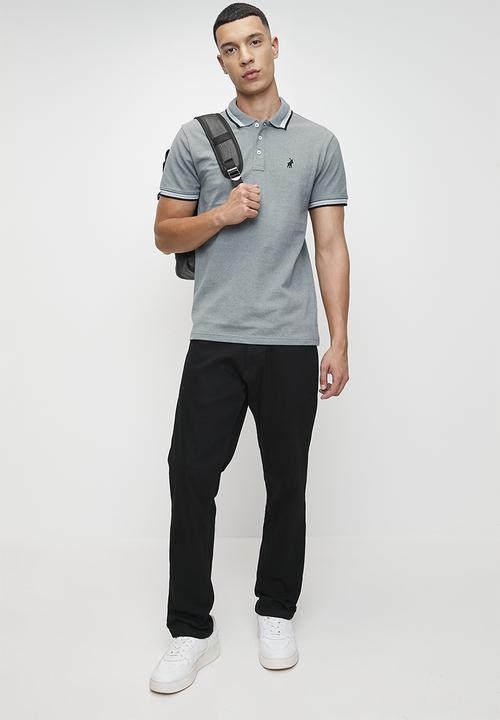 POLO - VISH  TIPPED SS GOLFER - BLUE MELANGE
