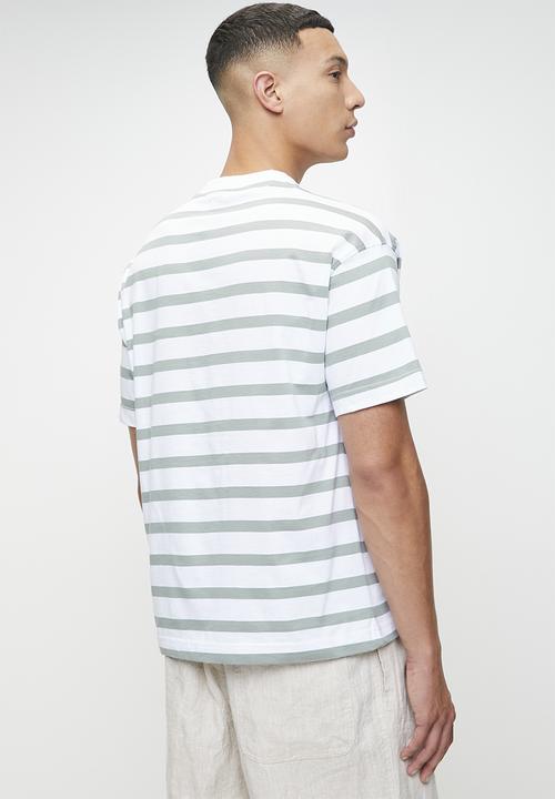 POLO - LUYANDA  PJC SS STRIPE LOGO TEE - WHITE