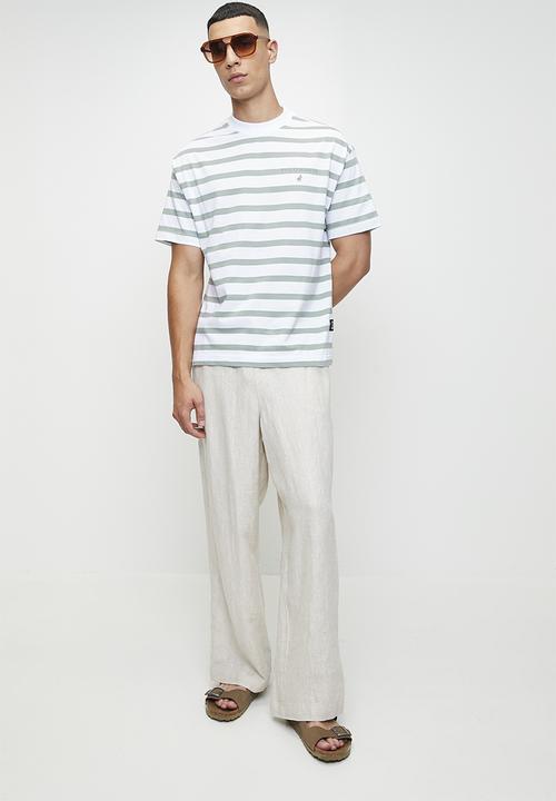 POLO - LUYANDA  PJC SS STRIPE LOGO TEE - WHITE