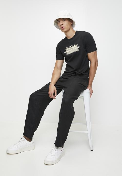 POLO - ELLIOT  PRINTED GRAPHIC SS T-SHIRT - BLACK
