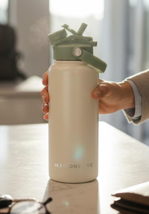 Maisonware - Dual sip water bottle - Cream