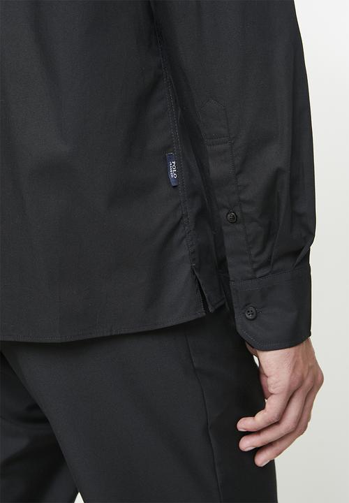 POLO - FULU  PJC POPLIN LS SHIRT - BLACK
