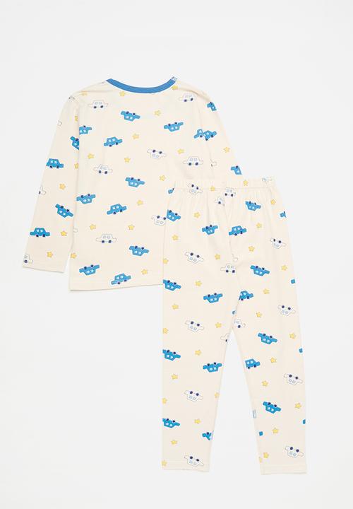 Pop Candy - Printed pj set - blue & ecru