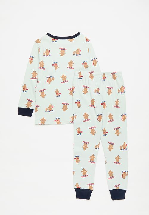Pop Candy - Printed pj set - mint cream/ski bear