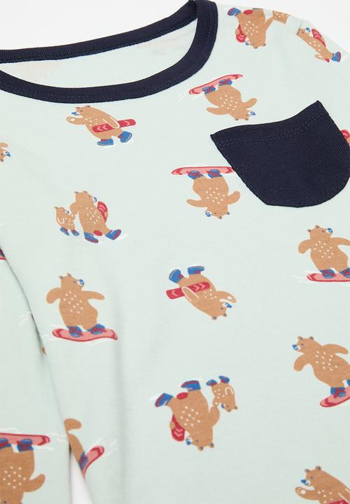 Pop Candy - Printed pj set - mint cream/ski bear