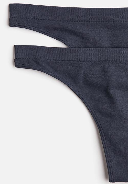 H&M - 2-Pack seamless thong briefs - dark blue