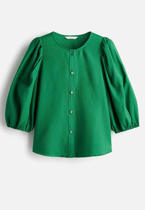 H&M - Linen-blend blouse - green
