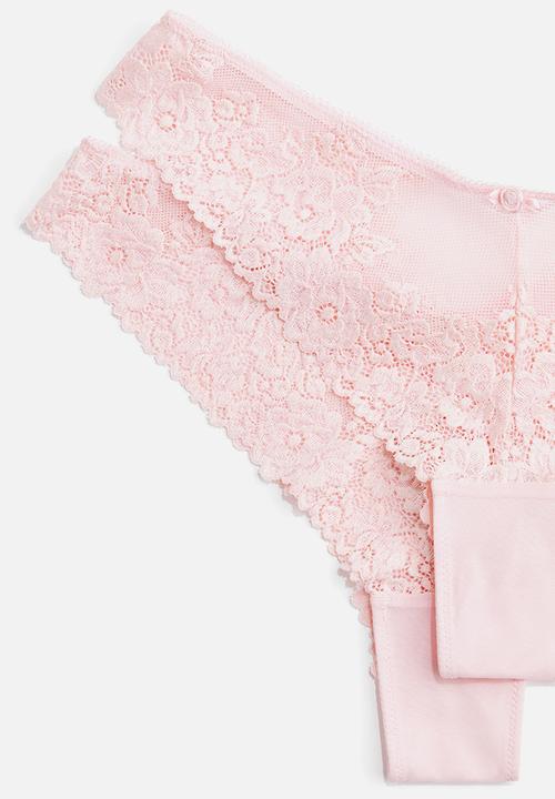H&M - 2 pack lace brazilian briefs - light ink