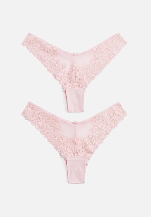 H&M - 2 pack lace brazilian briefs - light ink