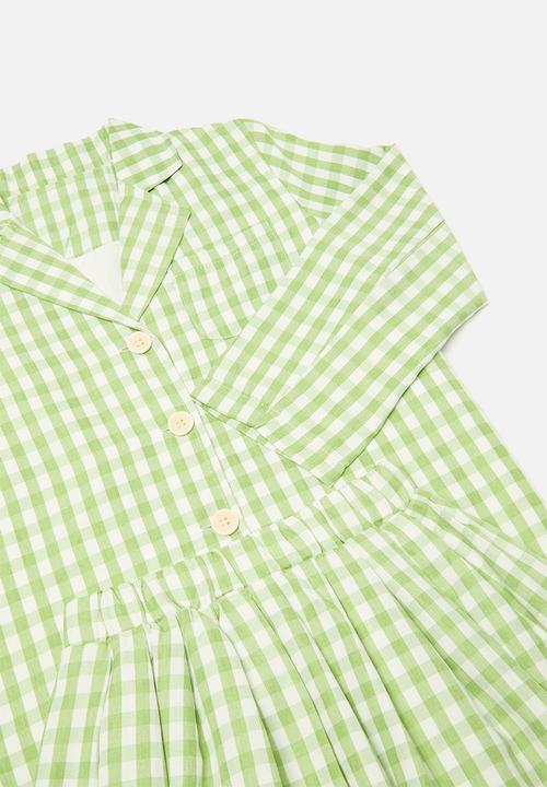 Pop Candy - Gingham shirt & skirt set - green