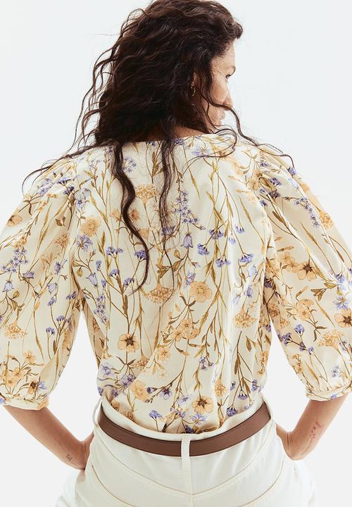 H&M - Poplin blouse - light beige floral