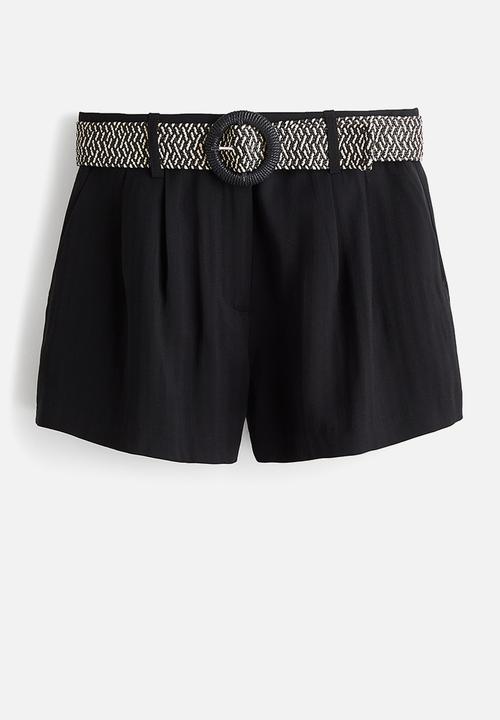 H&M - Belted twill shorts - black