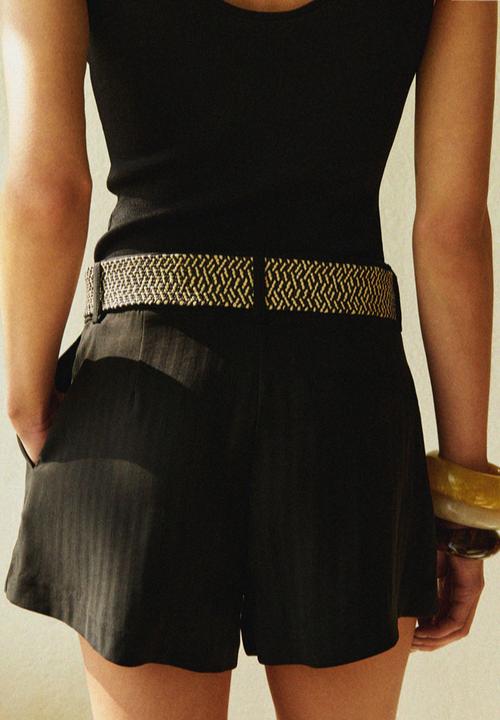 H&M - Belted twill shorts - black