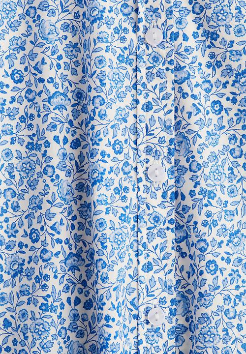 H&M - Poplin blouse - white & blue floral