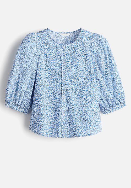 H&M - Poplin blouse - white & blue floral