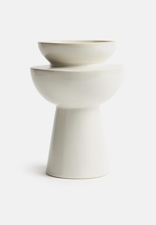 H&M - Large tiered stoneware vase - cream