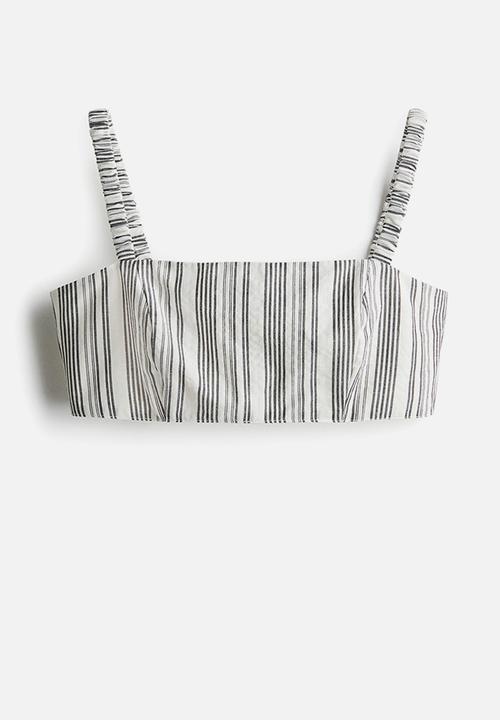 H&M - Crop top - white & grey striped