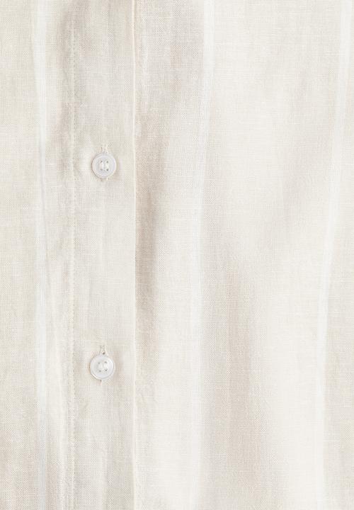 H&M - Oversized linen-blend shirt - light beige