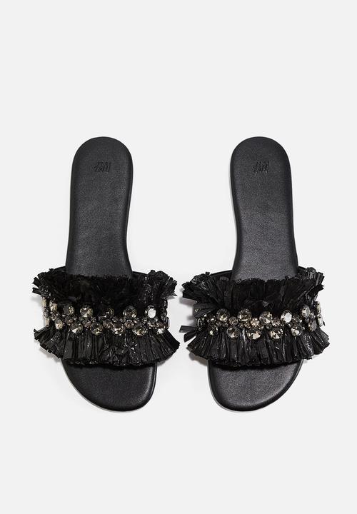 H&M - Rhinestone-embellished sandals - black