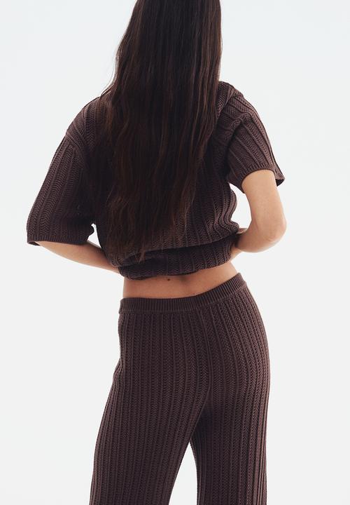H&M - Crochet-look trousers - dark brown