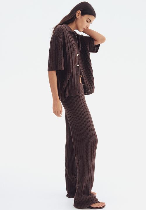 H&M - Crochet-look trousers - dark brown