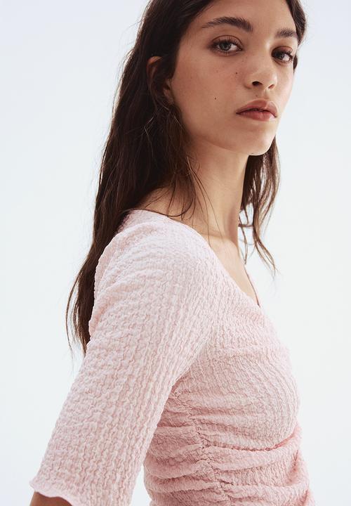 H&M - Textured draped top - light pink