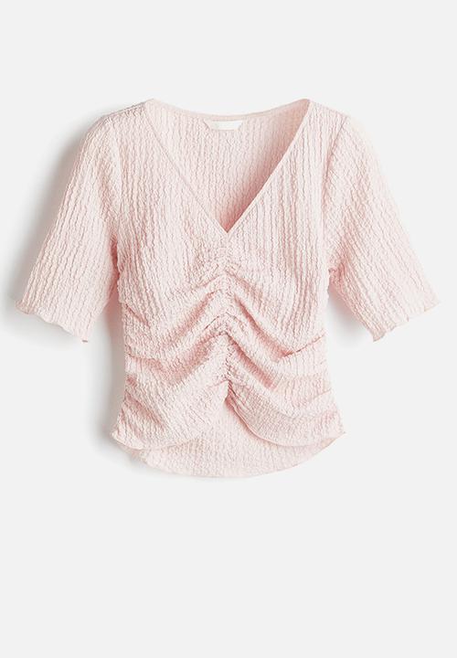 H&M - Textured draped top - light pink