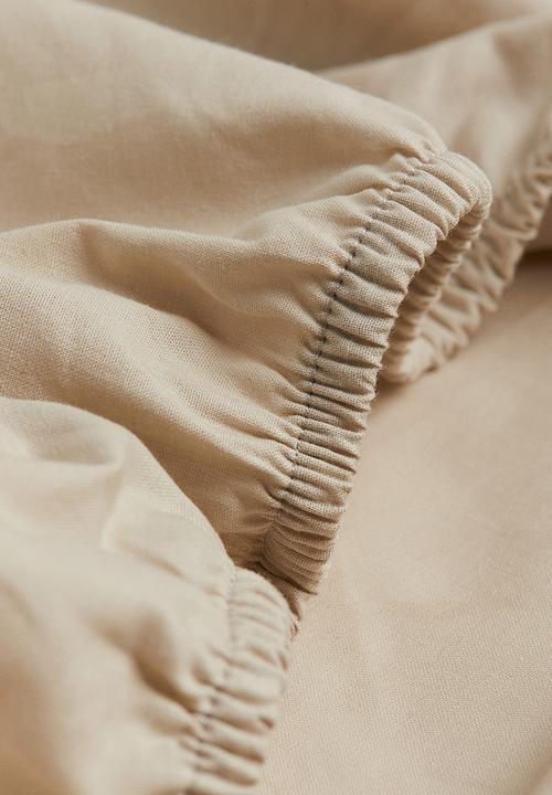 H&M - Fitted cotton sheet - light beige 