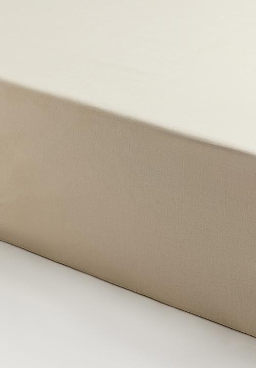 H&M - Fitted cotton sheet - light beige 