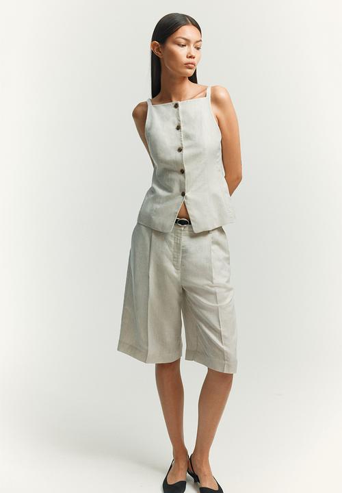 H&M - Linen-blend waistcoat - light grey
