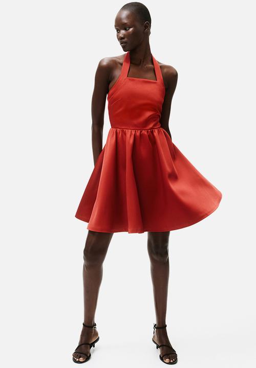 H&M - Circular-skirt halterneck dress - red