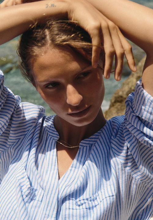 H&M - Linen-blend shirt - white & blue striped
