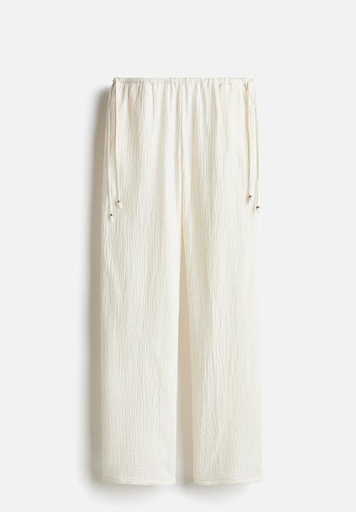H&M - Wide drawstring trousers - white