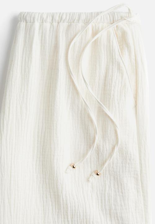 H&M - Wide drawstring trousers - white