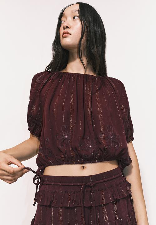 H&M - Shimmering blouse - burgundy