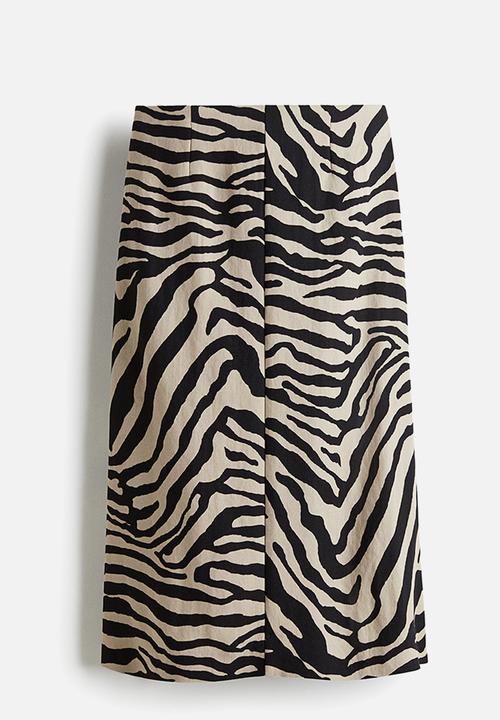H&M - Midi skirt - ight beige zebra print
