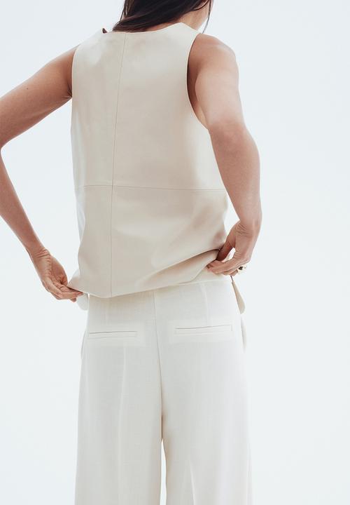 H&M - Wide tailored trousers -  white