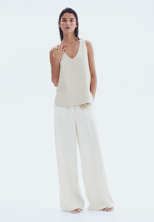 H&M - Wide tailored trousers -  white