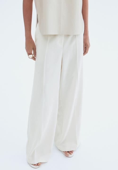 H&M - Wide tailored trousers -  white