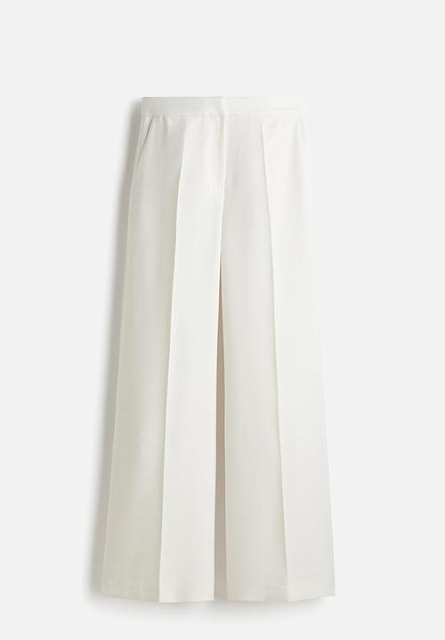 H&M - Wide tailored trousers -  white