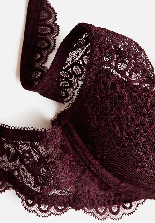 H&M - Lace push-up bra - burgundy