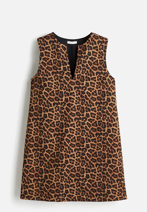 H&M - Twill shift dress - dark beige leopard print