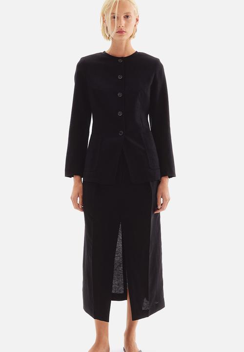 H&M - Linen-blend blazer - black