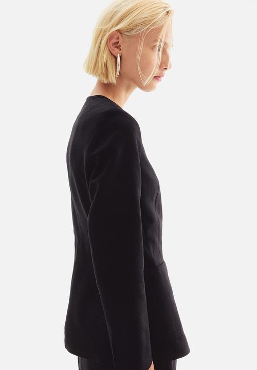 H&M - Linen-blend blazer - black