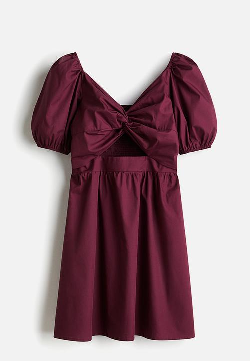 H&M - Twist-detail dress -plum red