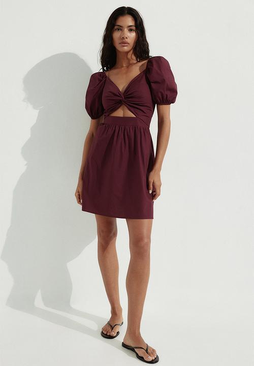 H&M - Twist-detail dress -plum red