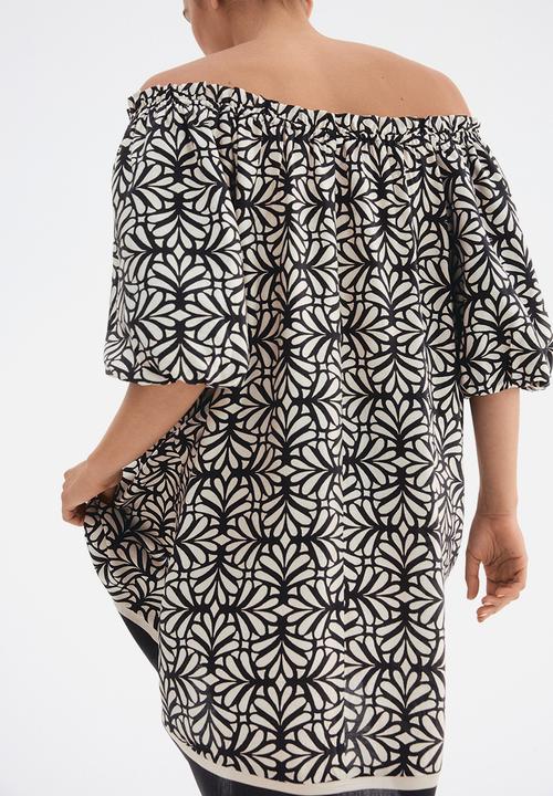 H&M - Tie-detail dress - black patterned