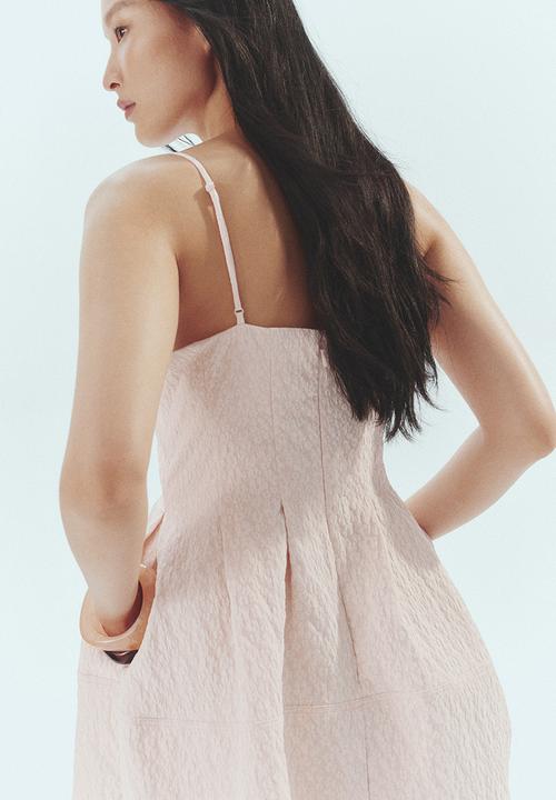 H&M - Jacquard-weave strappy dress - powder pink
