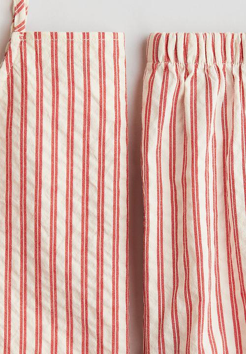 H&M - 2-Piece cotton strappy top and shorts set - cream/red striped